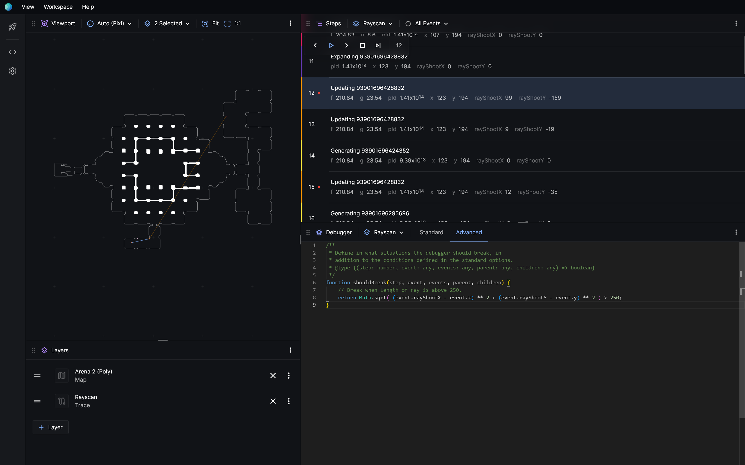 Rayscan debugging